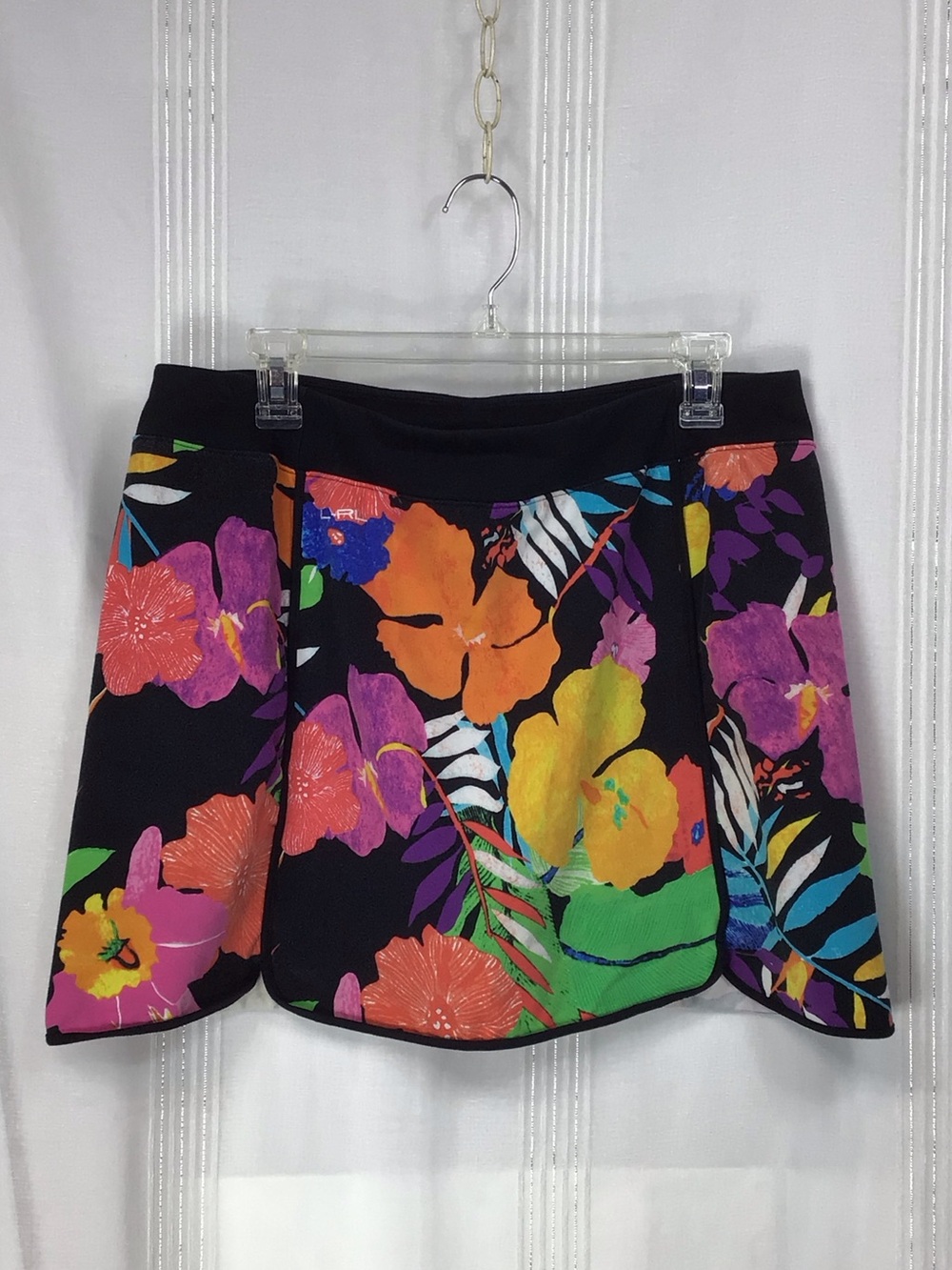 🌺 Lauren Ralph Lauren Active Black Tropical Print Skirt Skort Sz.L